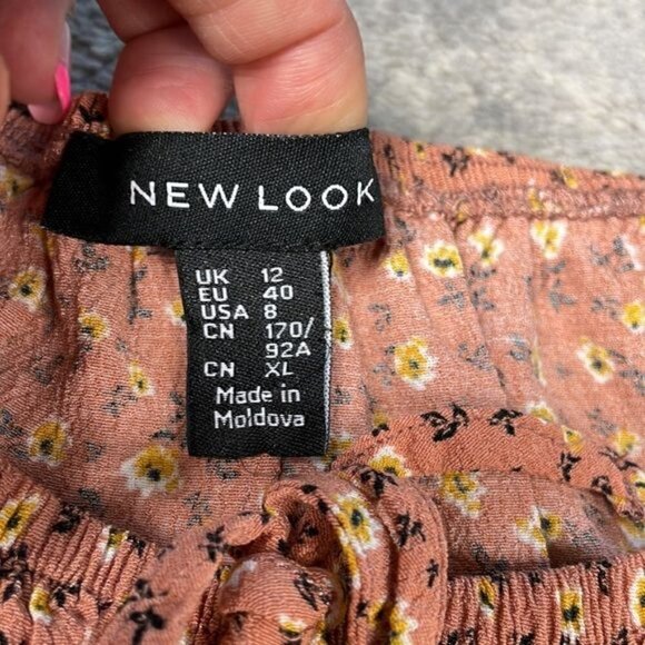 New Look Ditsy Floral Mini Dress Peach ASO Sweet Magnolias Sz 8 - Picture 14 of 15